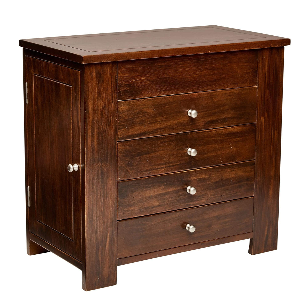 Wooden Jewelry Box in Rustic Walnut Finish Women's MDF