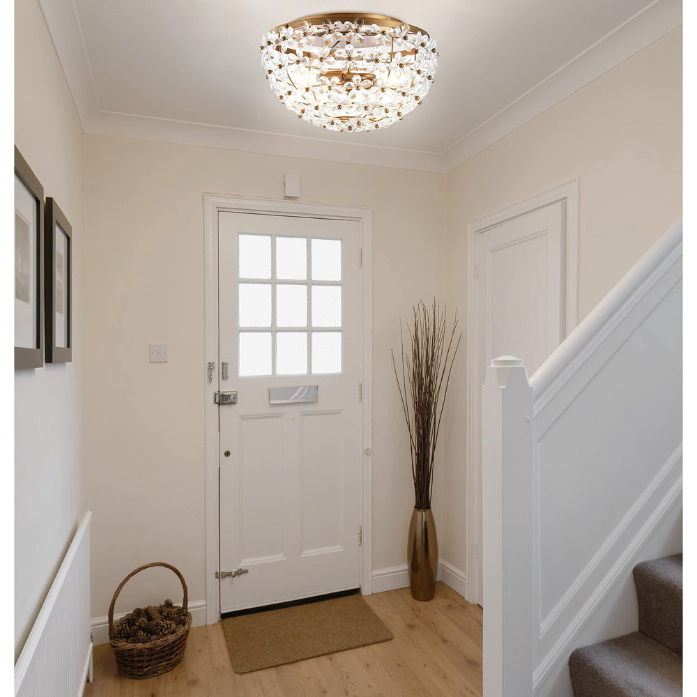 Coco 15.5" Metal/acrylic Led Flush Mount Antique Gold Brown Metallic Glam - Diamond Home USA
