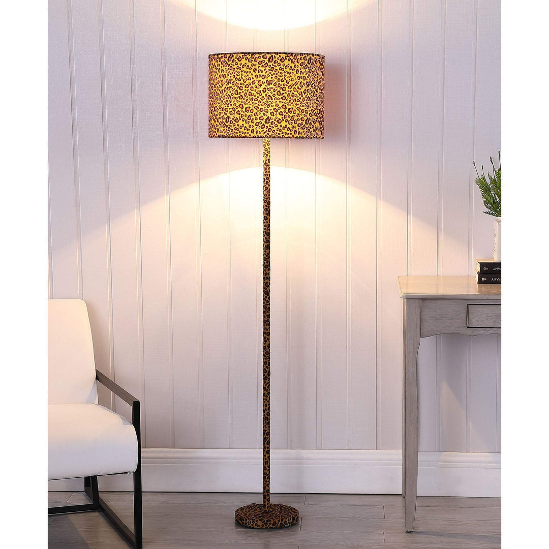 59 in. Suede Leopard Print Floor Lamp Gold Modern Contemporary - Diamond Home USA