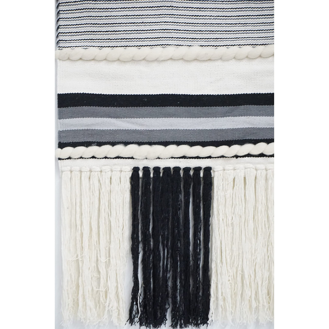 Large Macrame all Hanging Size Black Abstract Modern Contemporary Cotton Hand - Diamond Home USA