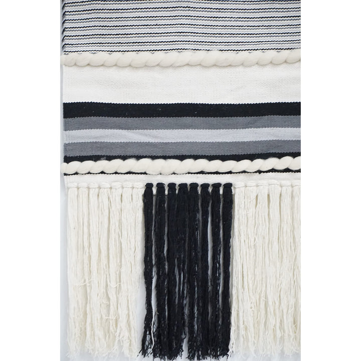 Large Macrame all Hanging Size Black Abstract Modern Contemporary Cotton Hand - Diamond Home USA