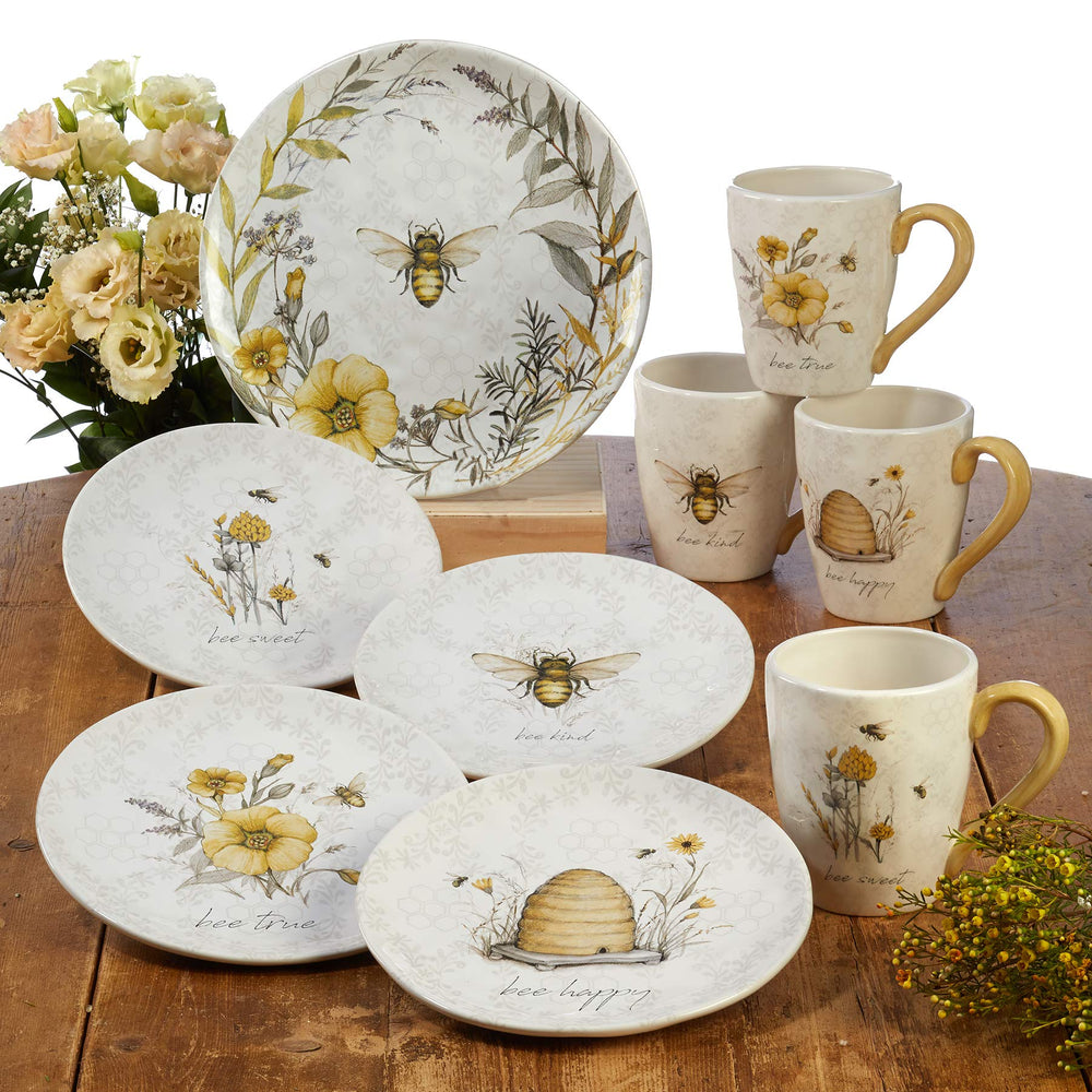 Certified International Bee Sweet 8.5" Salad/ssert Plates Set of 4 Assorted - Diamond Home USA