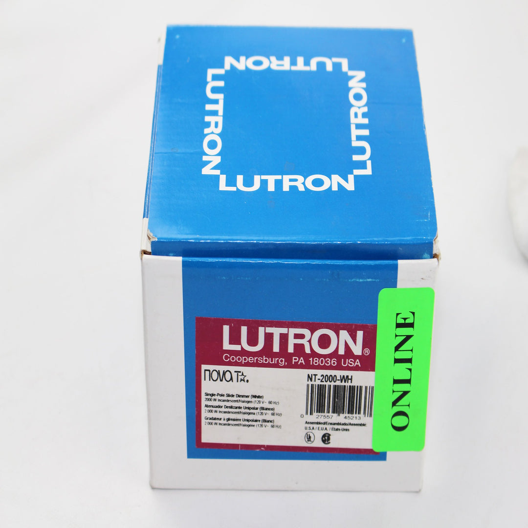 Lutron NT-2000-WH 120V 2000W 1 Pole Slide Dimmer Switch - Diamond Home USA