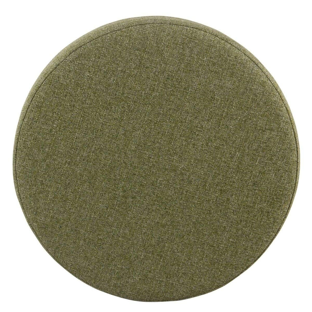 Green Tweed Round Storage Ottoman Solid Mid-Century Modern Fabric - Diamond Home USA
