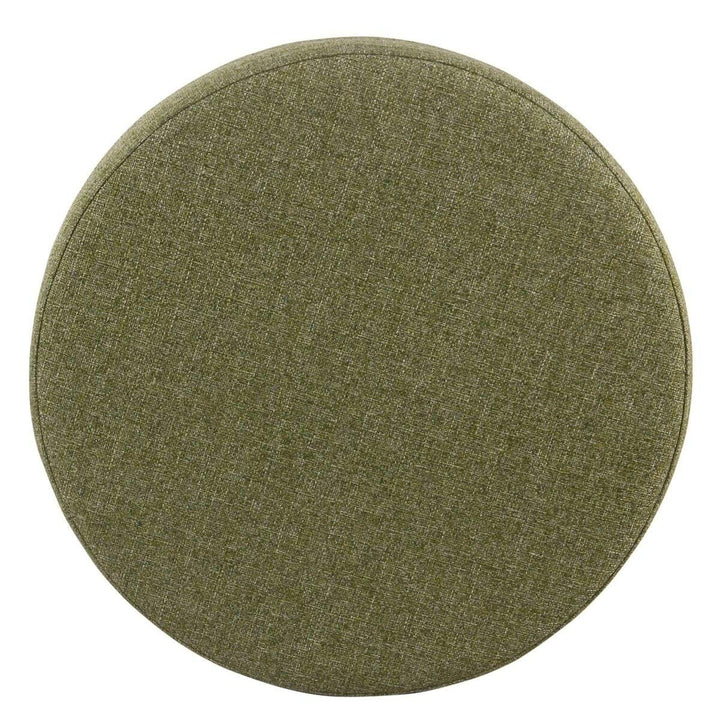 Green Tweed Round Storage Ottoman Solid Mid-Century Modern Fabric - Diamond Home USA