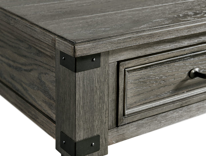 Intercon Foundry 24" Wide Drawer and Shelf Brushed Pewter End/Side/Nesting - Diamond Home USA