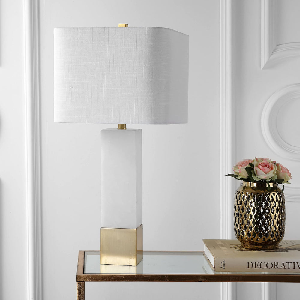 29" Metal/Marble Led Table Lamp Brass Gold/White Gold Modern Contemporary - Diamond Home USA