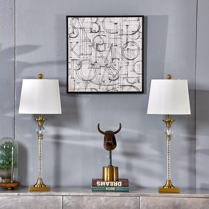 29.5'' Metal Gold/Clear Buffet Lamp Clear Gold Glam Mid-Century Modern - Diamond Home USA