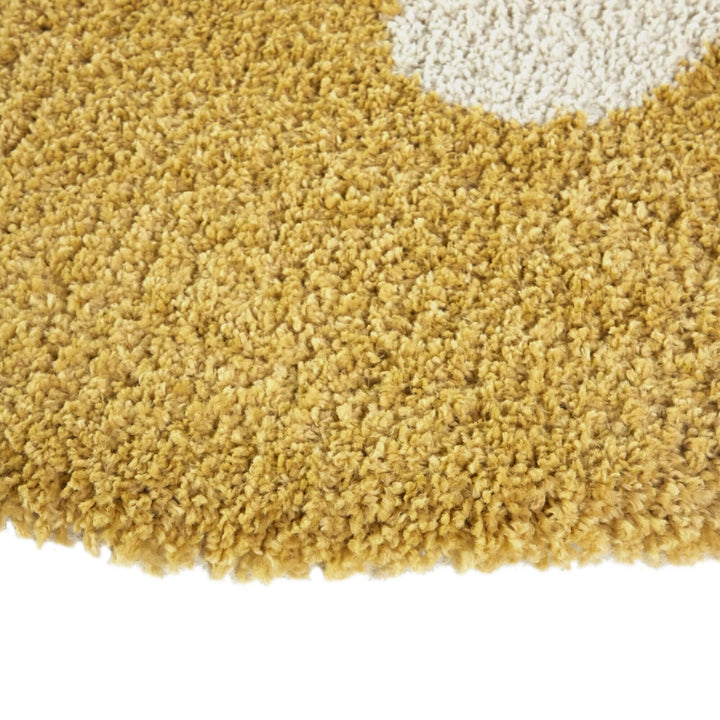 Smiley Face Kids Shag Area Rug 5'3" Round Cream White Yellow Novelty Tween - Diamond Home USA