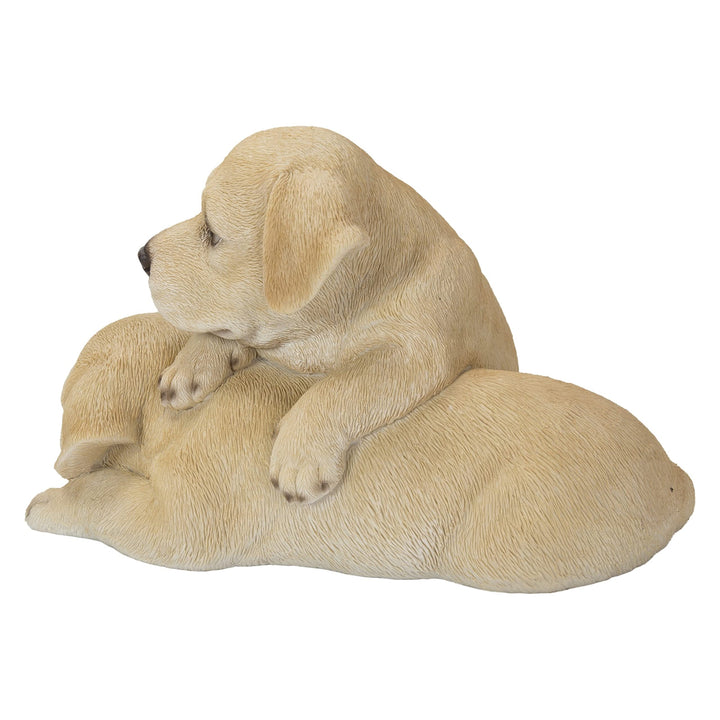 Baby Labradors Playing Ultra Realistic Garden Statue Multi Color Polyresin - Diamond Home USA