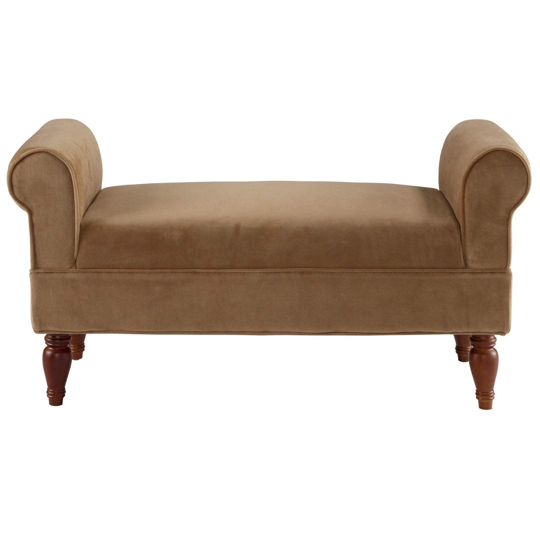 Classic Light Brown Microfiber Bench Solid Modern Contemporary Traditional - Diamond Home USA