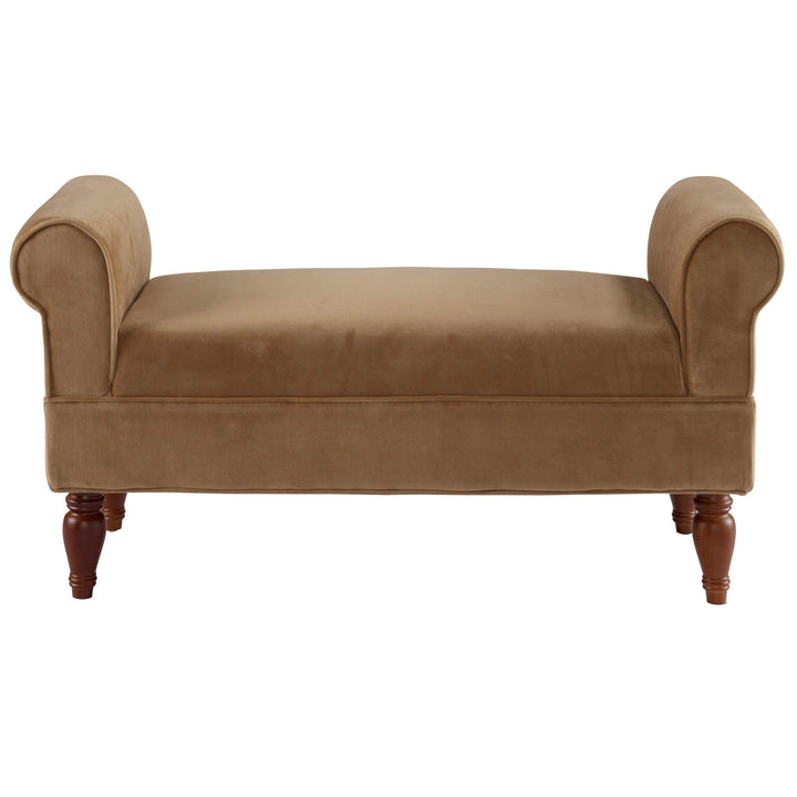 Classic Light Brown Microfiber Bench Solid Modern Contemporary Traditional - Diamond Home USA