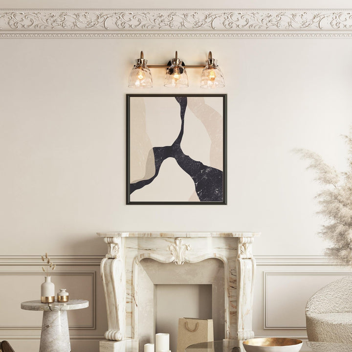 Modern 3-light Bathroom Vanity Light Glam Black Gold Sconce with Water Glass L23 - Diamond Home USA