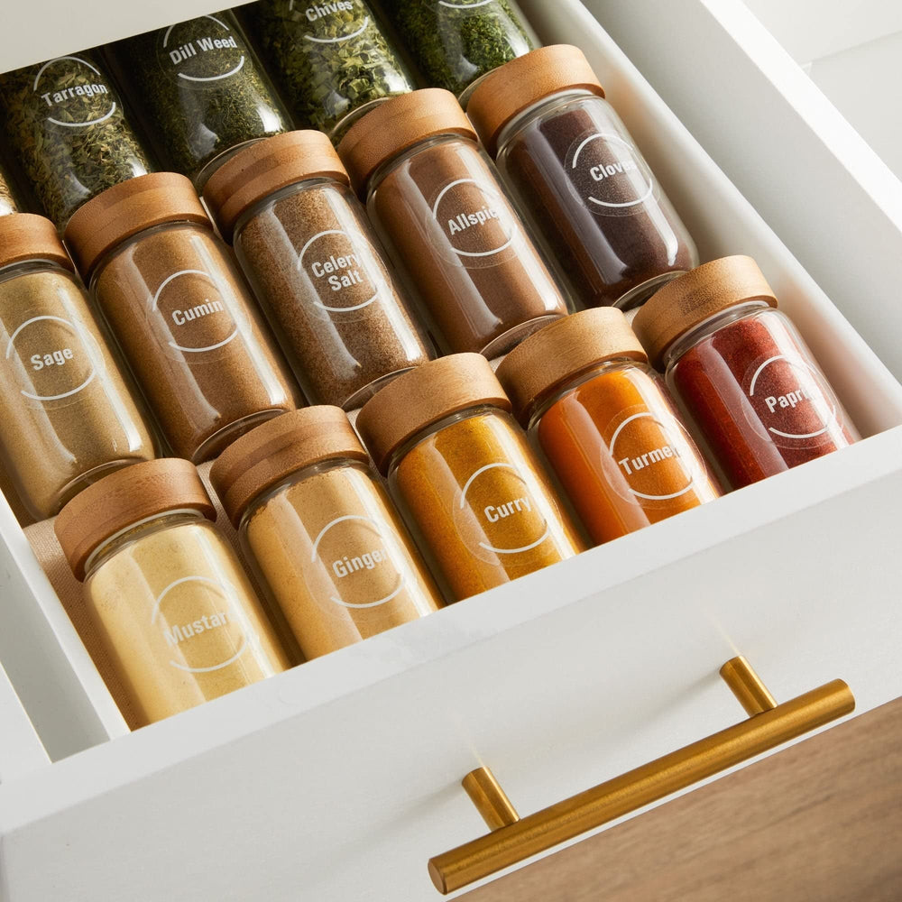 Kitchen Spice Labels Stickers + Pantry Round 1.5 in White Plastic - Diamond Home USA