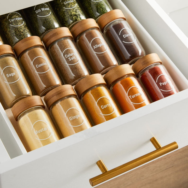 Kitchen Spice Labels Stickers + Pantry Round 1.5 in White Plastic - Diamond Home USA