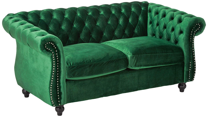Christopher Knight Home Karen Traditional Chesterfield Loveseat Sofa Emerald and