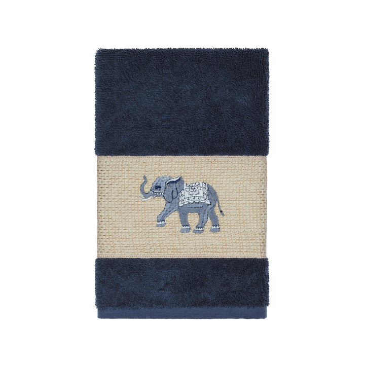 Authentic Hotel and Spa Turkish Cotton Elephants Embroidered Midnight Blue - Diamond Home USA