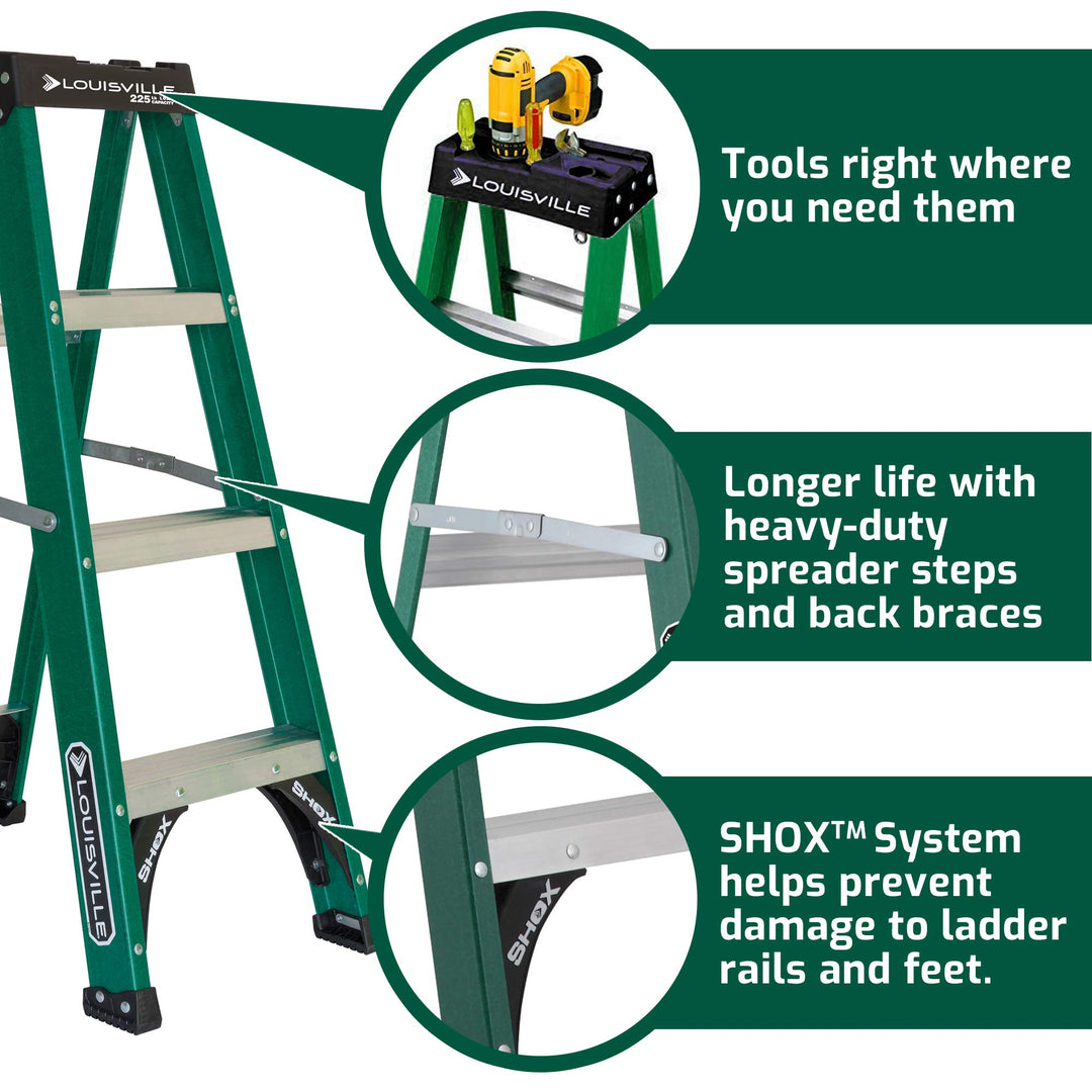 Louisville Ladder FS4004 4-Foot Step Ladder 4 feet Green - Diamond Home USA