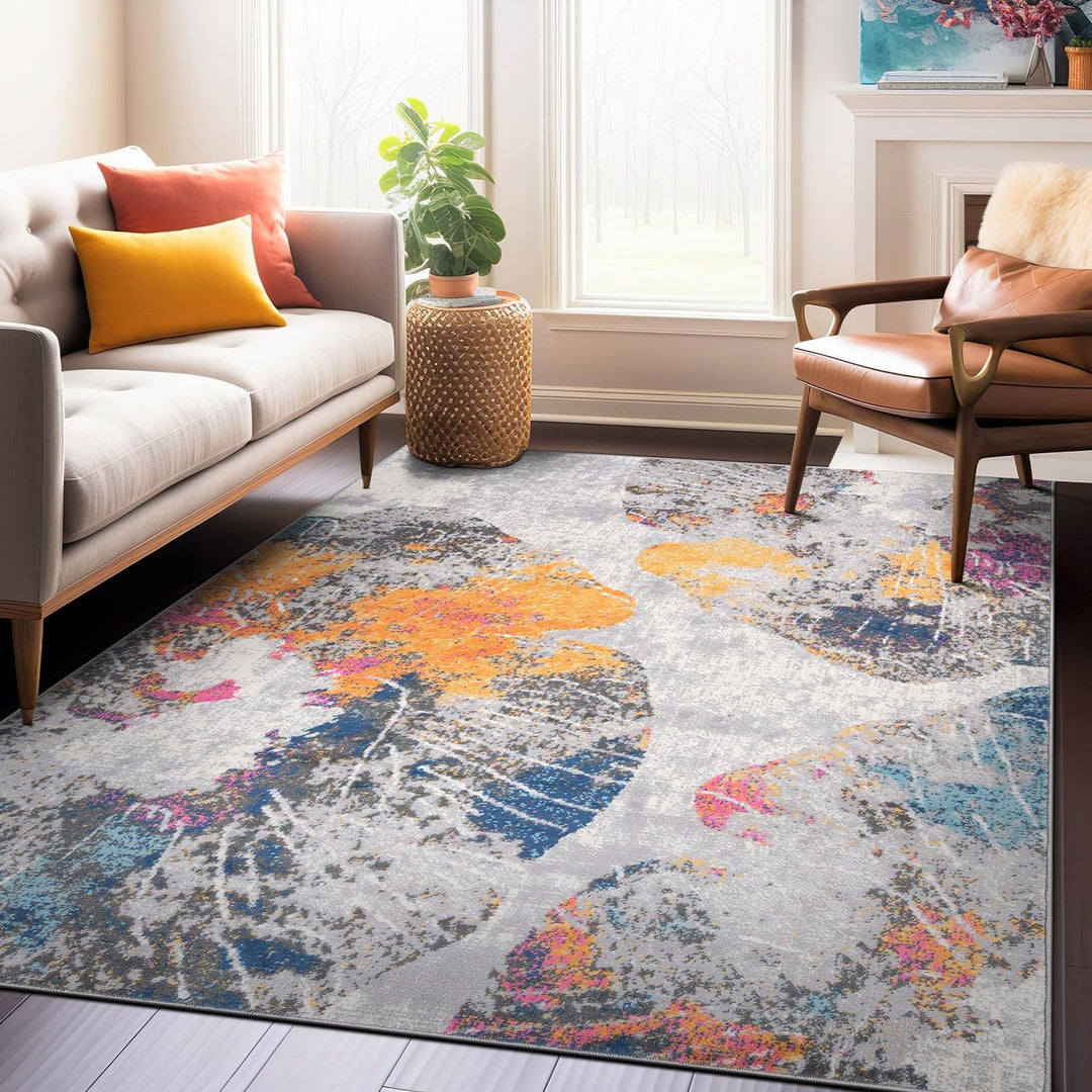 Rugshop Contemporary Floral Stain Resistant Soft Area Rug 7' 10" x 10' Multi 7' 10" x 10' - Multi