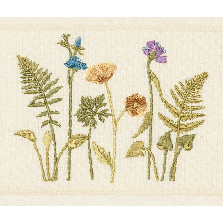 Cream Turkish Cotton Wildflowers Embroidered Hand Towels (Set of 2) Brown - Diamond Home USA