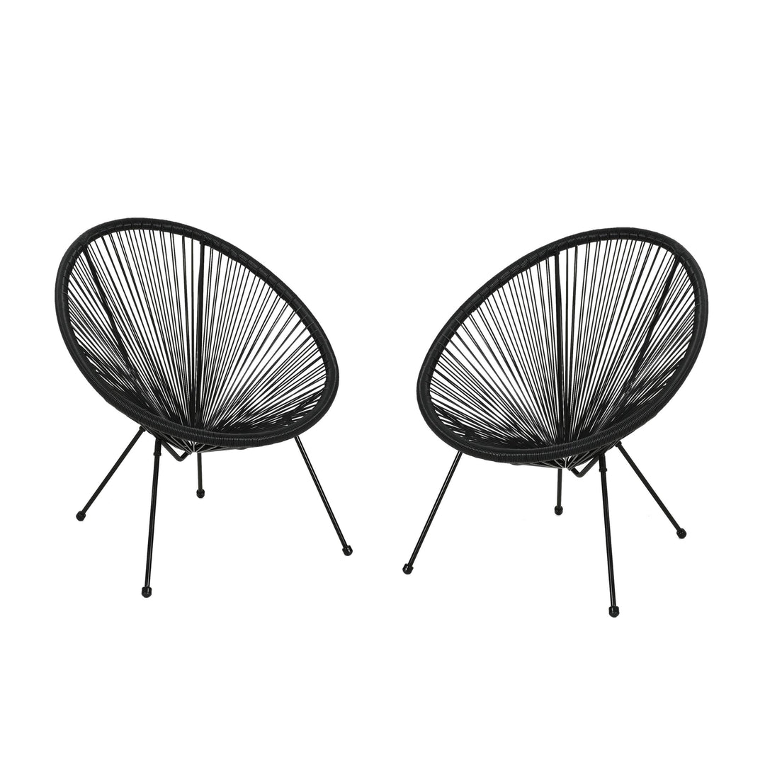 GDFStudio Outdoor Hammock Weave Chair with Steel Frame (Set of 2) - Black Finish