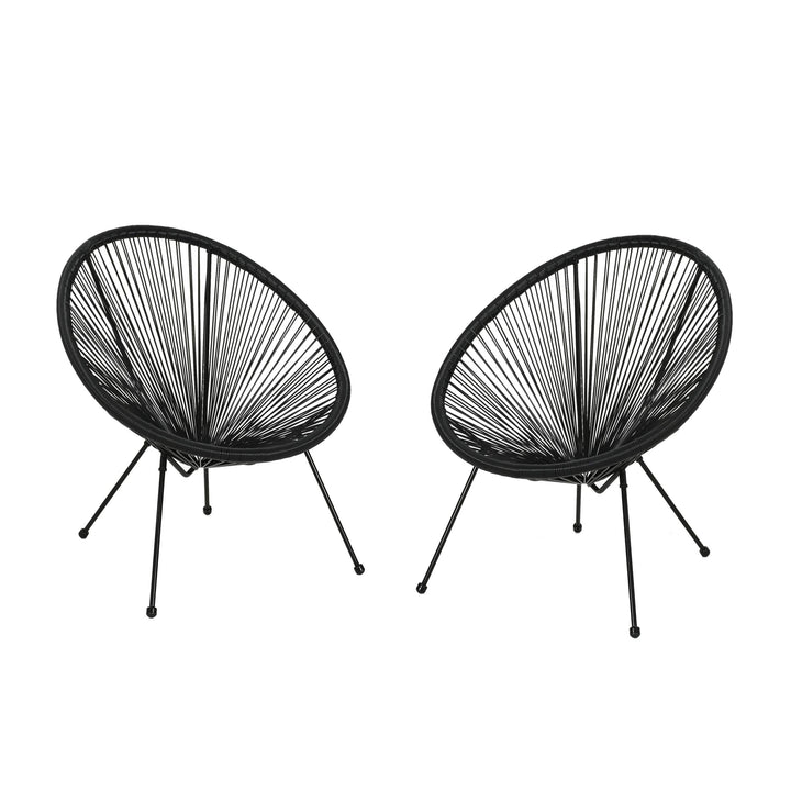 GDFStudio Outdoor Hammock Weave Chair with Steel Frame (Set of 2) - Black Finish