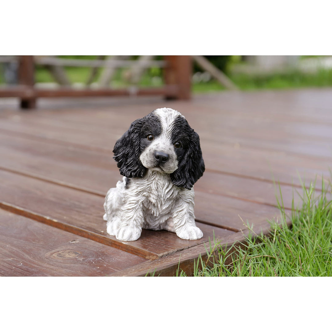 Black White Spaniel Statue Multi Color Animals Polyresin