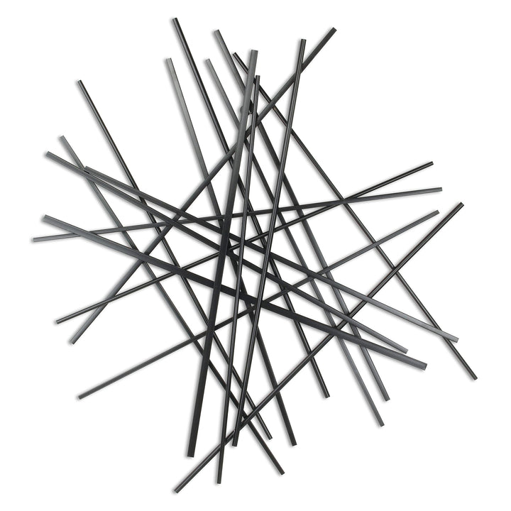 Black Large Abstract Wall Art Modern Contemporary Metal Handmade