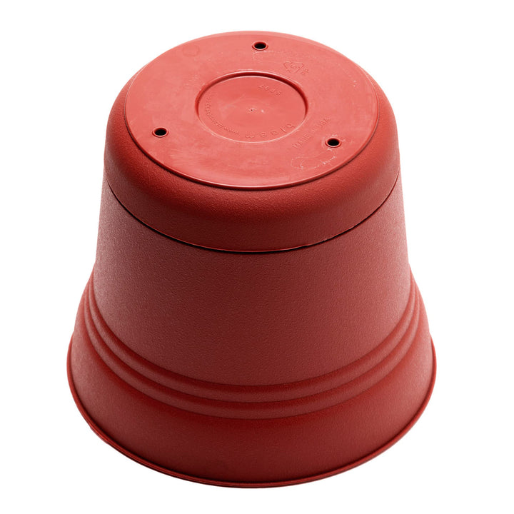 Bloem Saturn Round lanter with Saucer Tray: 14" - Burnt Red - Durable lastic - Diamond Home USA