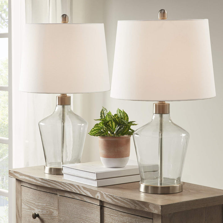 510 Design Harmony Table Lamp Set of 2 Modern Design Grey Tinted Glass Body with - Diamond Home USA