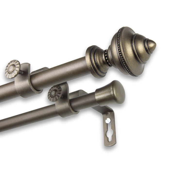 InStyleDesign Manor Adjustable Double Curtain Rod Cocoa 48 to 84 inch Brown - Diamond Home USA