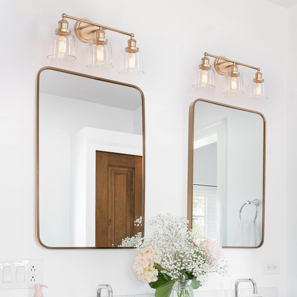 Modern Gold Bathroom Vanity Light 3-light Dimmable Glass Wall Sconces Rose L21.5 - Diamond Home USA