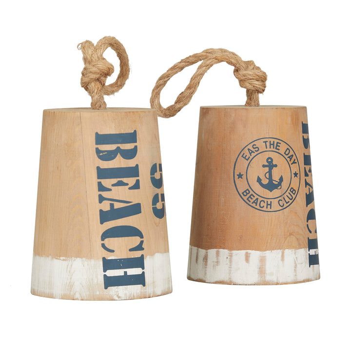 Brown Wood Nautical Buoy Sculpture (Set of 2) S/2 6" w 11" h - Diamond Home USA