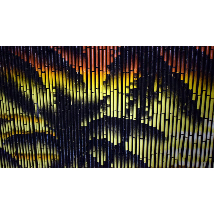 Handmade Diamond Palm Bamboo Beaded Curtain Multi Color Beads Wood Hand Painted - Diamond Home USA