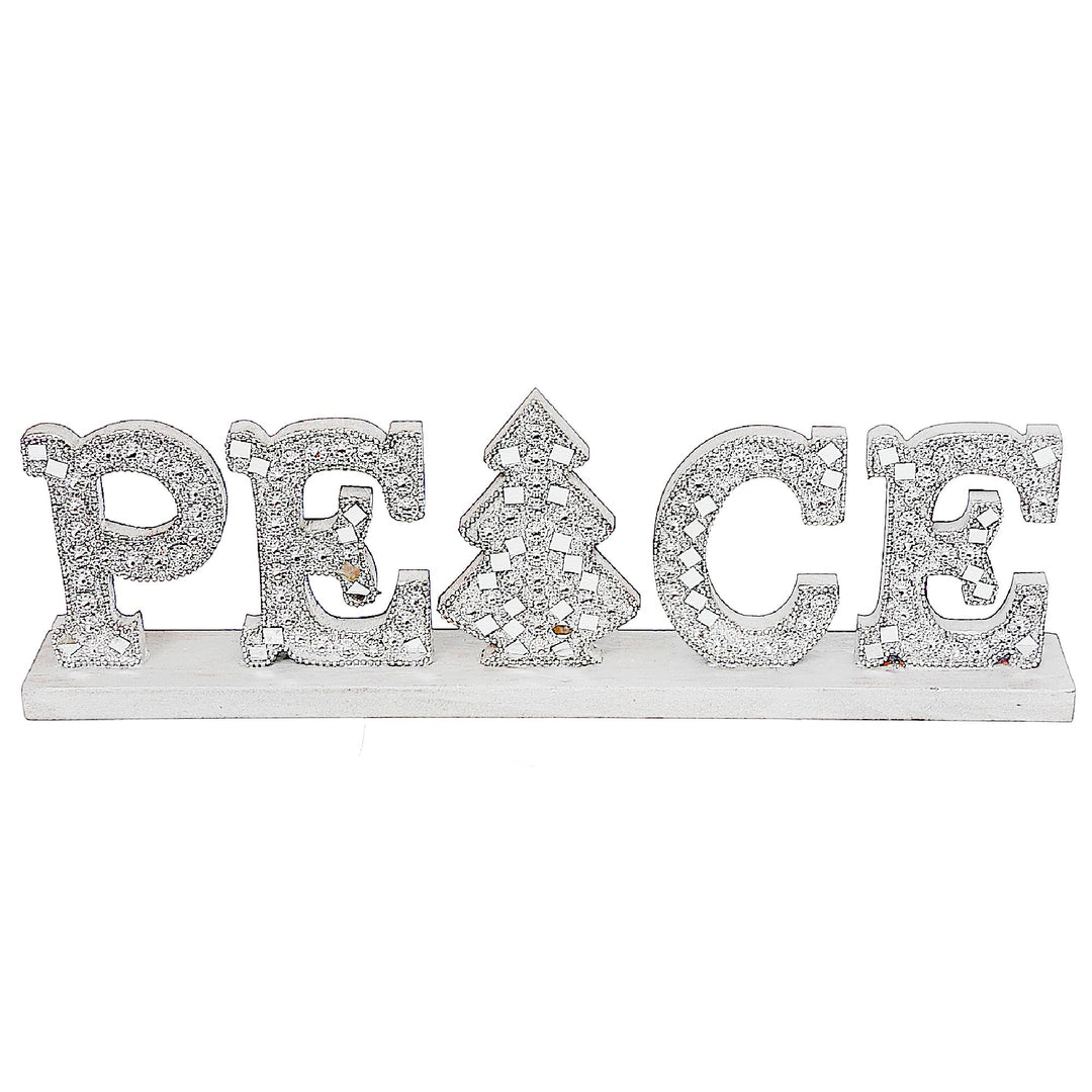 ih casa décor Christmas Silver Diamond Word Stand Peace Table Top Decor