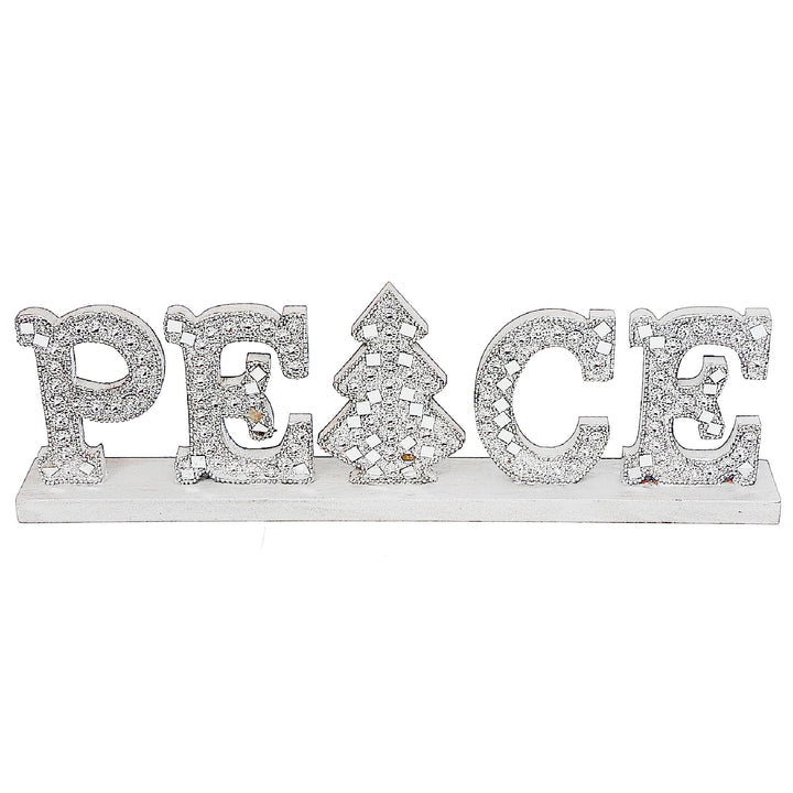 ih casa décor Christmas Silver Diamond Word Stand Peace Table Top Decor