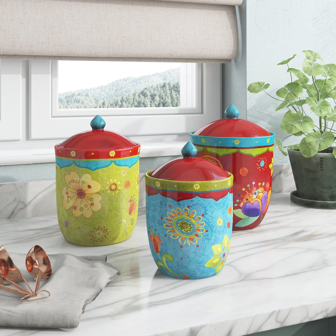 Certified International 3 Piece Tunisian Sunset Canister Set Multicolor - Diamond Home USA