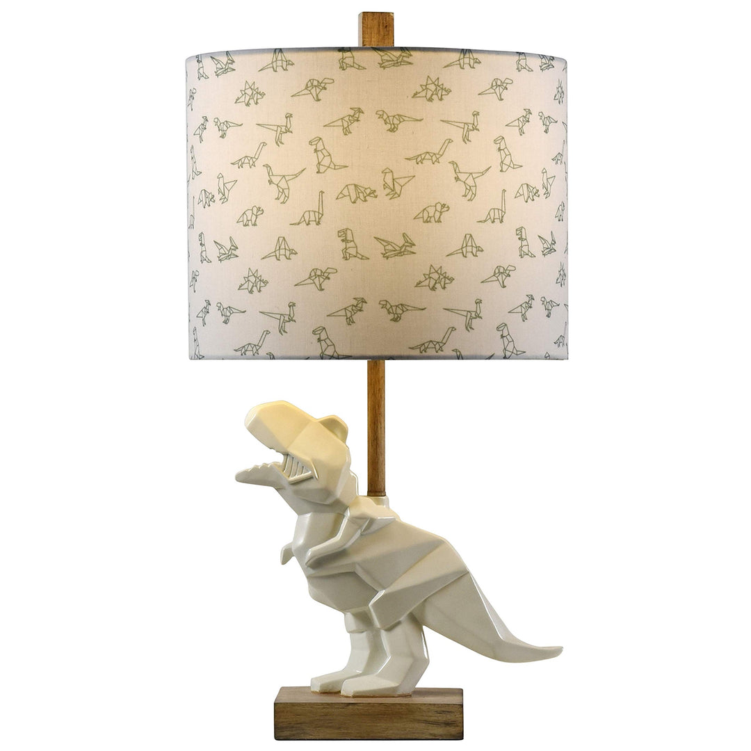 White Geometric Dinosaur Table Lamp Tan Bohemian Eclectic - Diamond Home USA