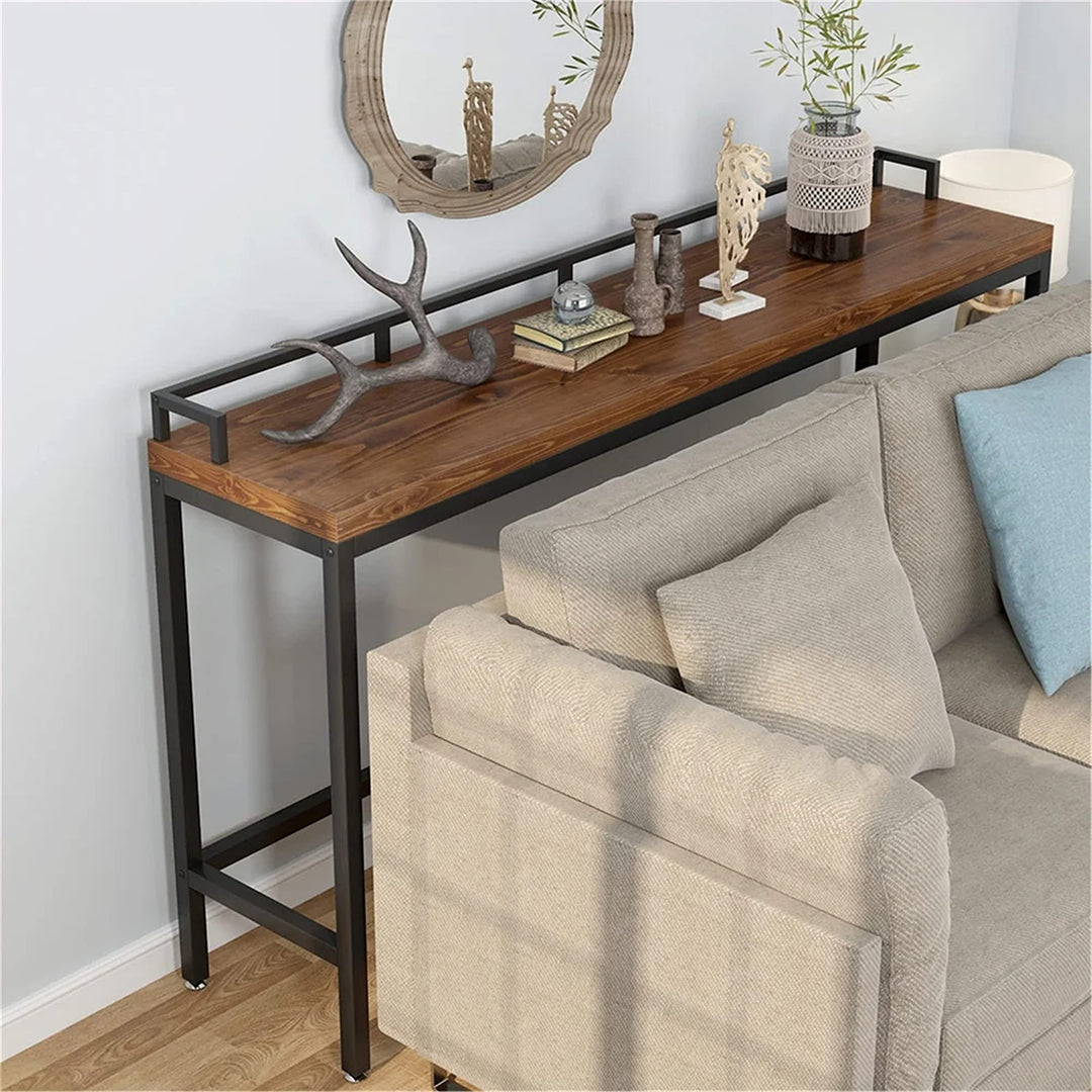 Durx-litecrete Console Table Sofa Behind Couch Hallway Entrance Brown Industrial - Diamond Home USA