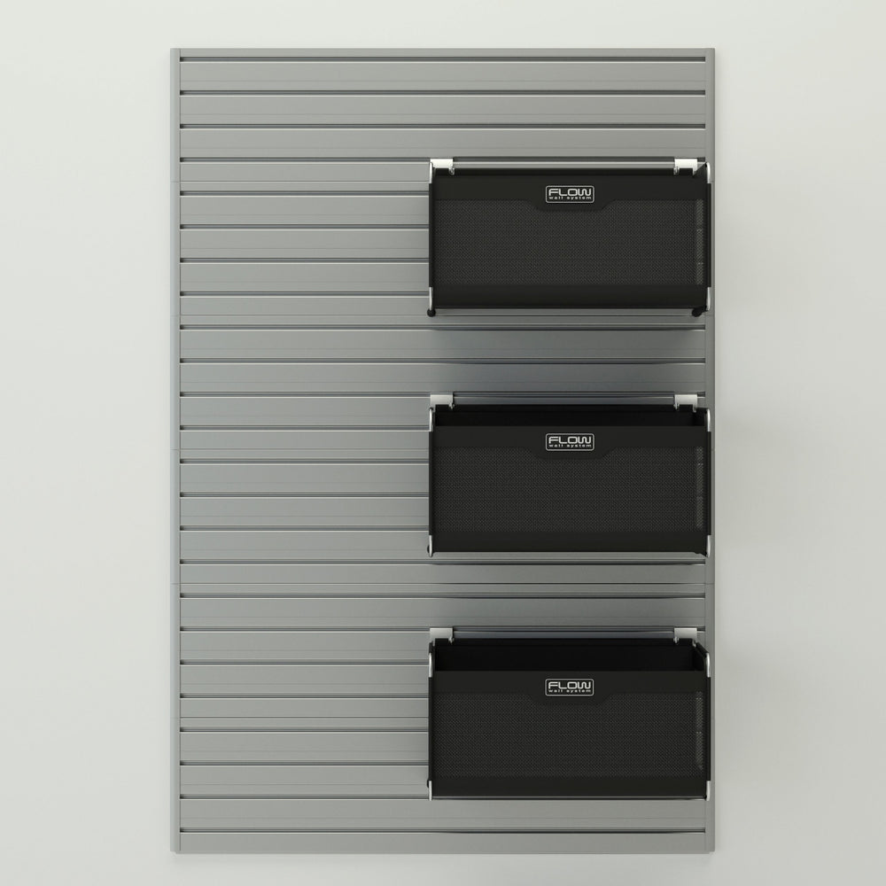 Flow Wall 4 Piece Slatwall Panel and 3 Soft Bins Storage Set For Garage - Diamond Home USA