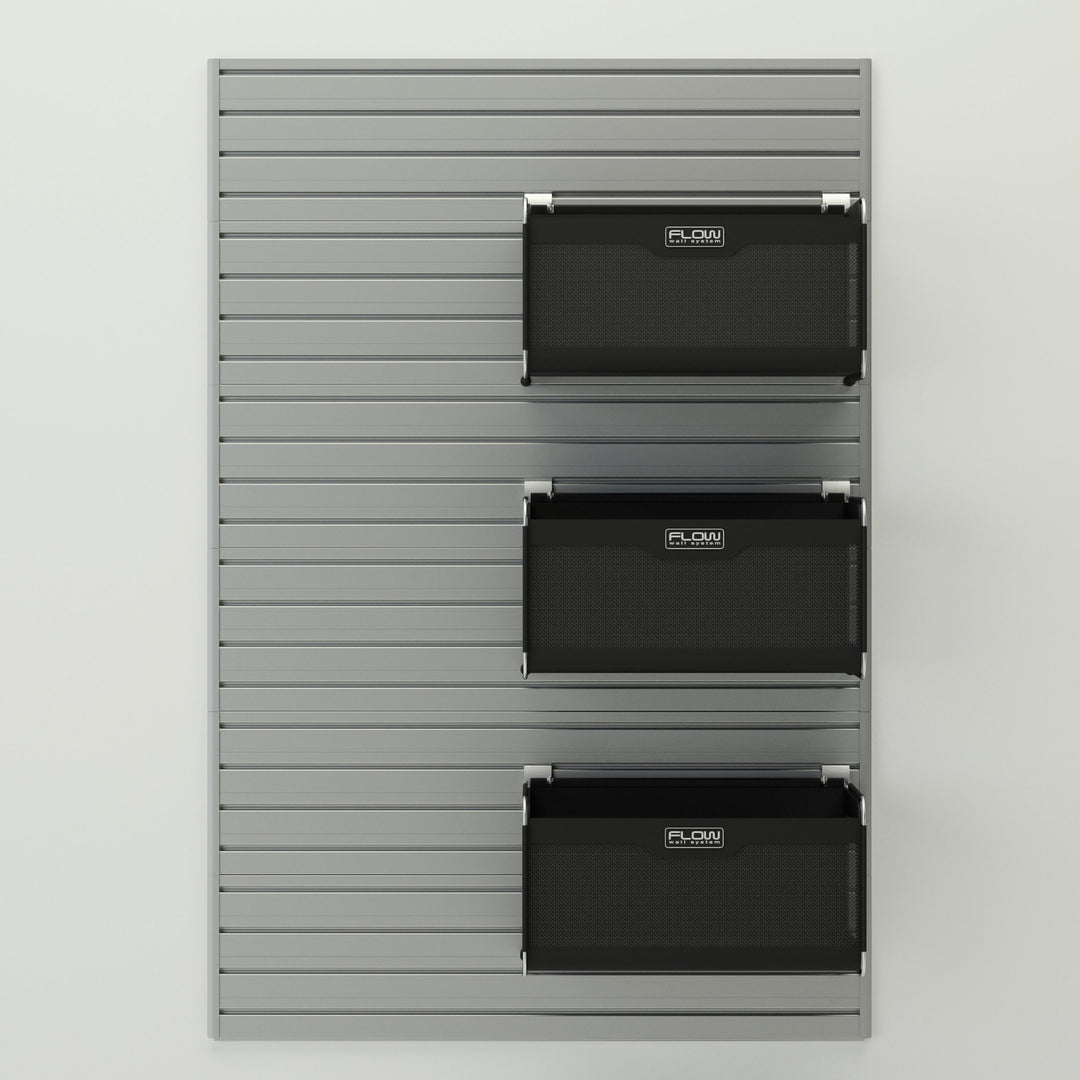 Flow Wall 4 Piece Slatwall Panel and 3 Soft Bins Storage Set For Garage - Diamond Home USA