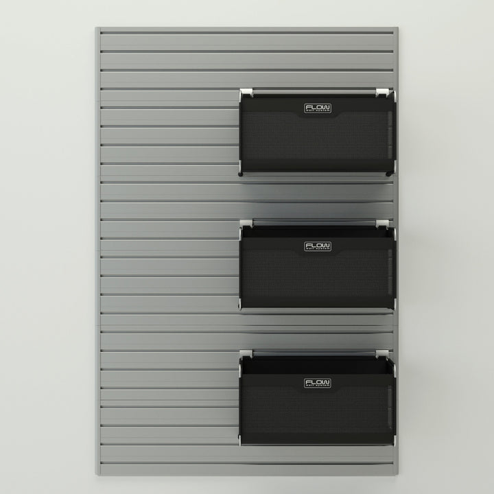 Flow Wall 4 Piece Slatwall Panel and 3 Soft Bins Storage Set For Garage - Diamond Home USA
