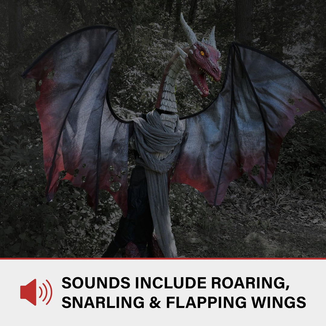 Haunted Hill Farm 6-Ft. Tall Brimstone Dragon Motion-Activated Halloween - Diamond Home USA