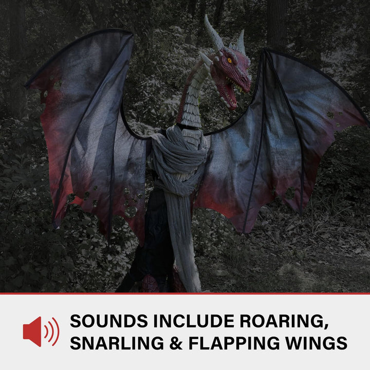 Haunted Hill Farm 6-Ft. Tall Brimstone Dragon Motion-Activated Halloween - Diamond Home USA