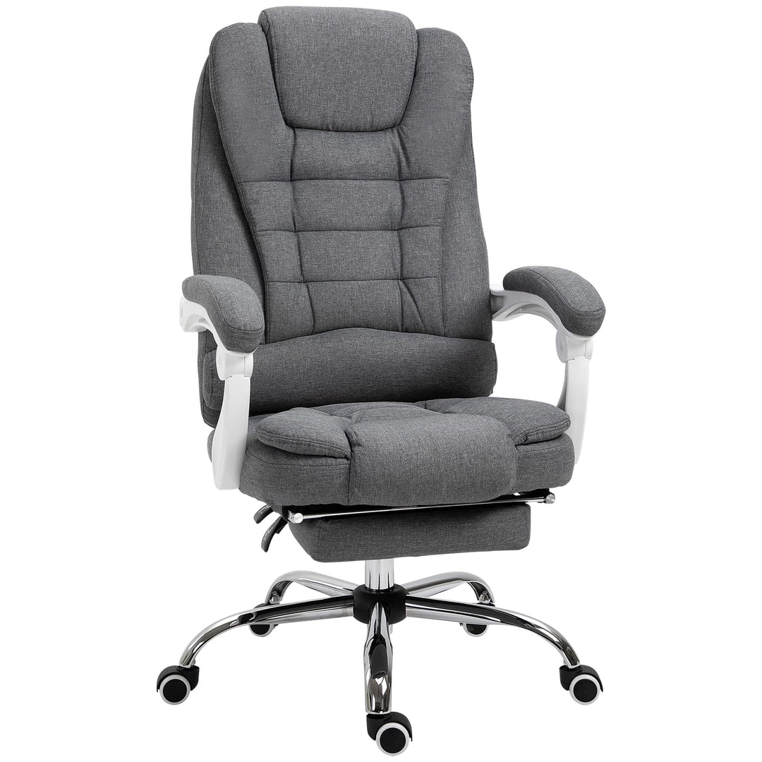 High-Back Executive Office Chair with Footrest Linen-Fabric Computer Padded - Diamond Home USA