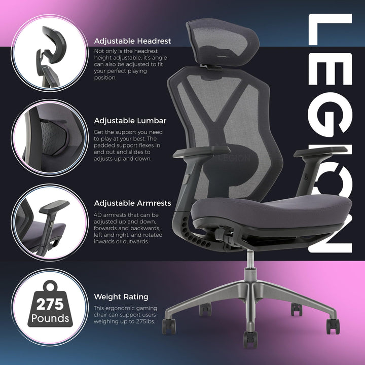 Lenovo Legion Legion Mesh Gaming Chair Space Gray Grey