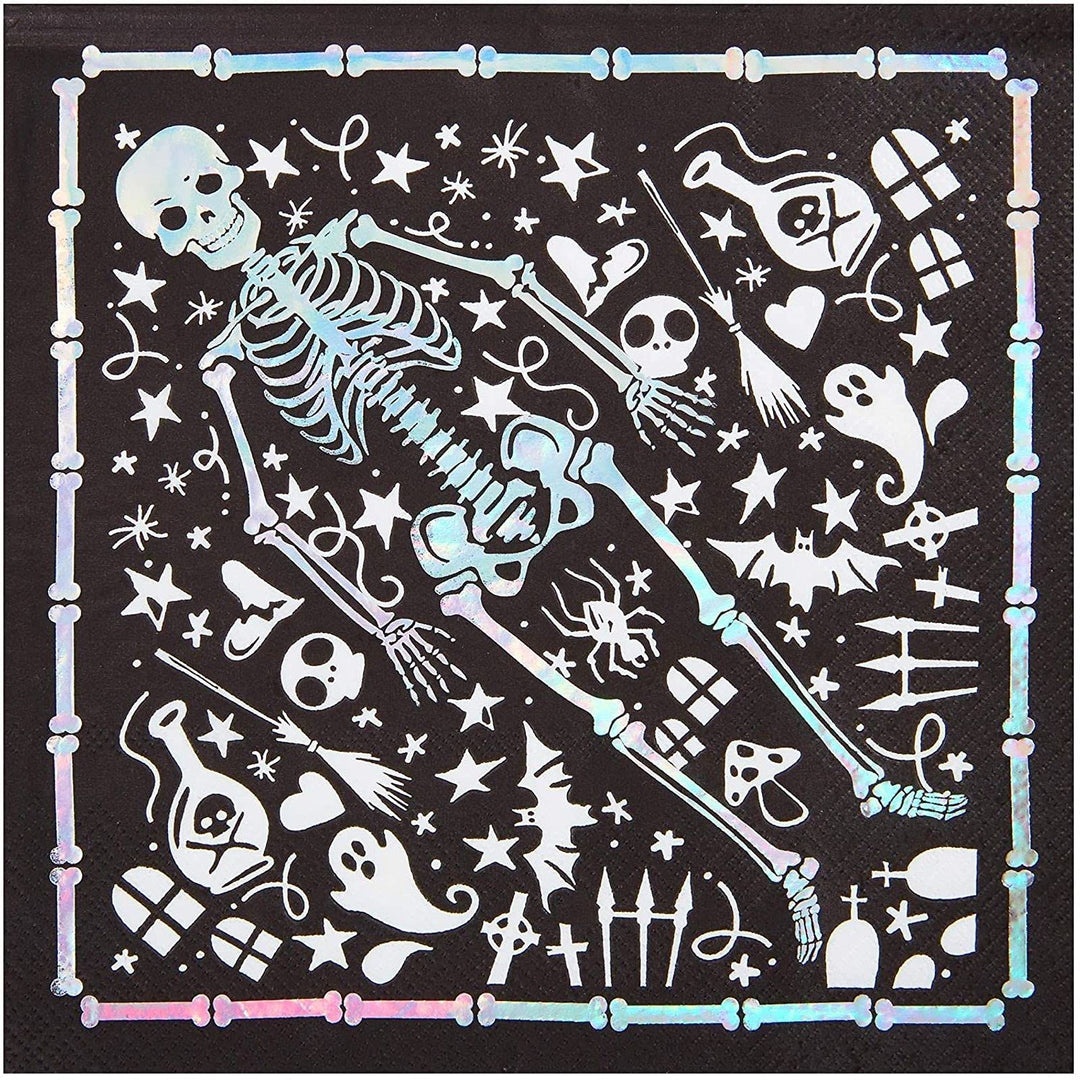 Spooky Central Skeleton Coffin Halloween Napkins (6.5 In 50 Pack) - Diamond Home USA