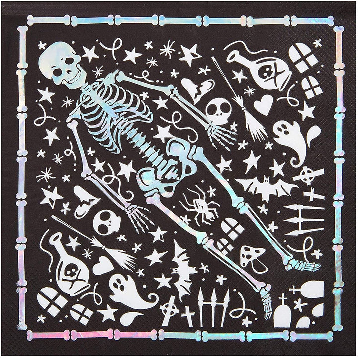 Spooky Central Skeleton Coffin Halloween Napkins (6.5 In 50 Pack) - Diamond Home USA