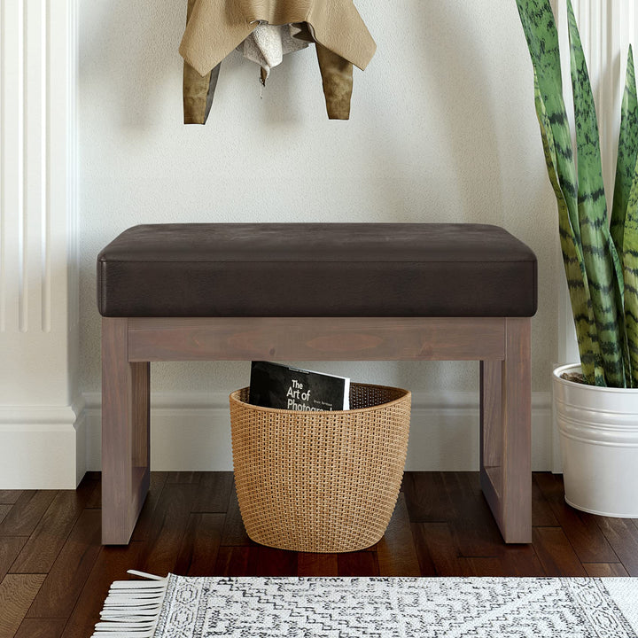 SIMPLIHOME Milltown 27 Inch Wide Contemporary Rectangle Footstool Ottoman Distressed