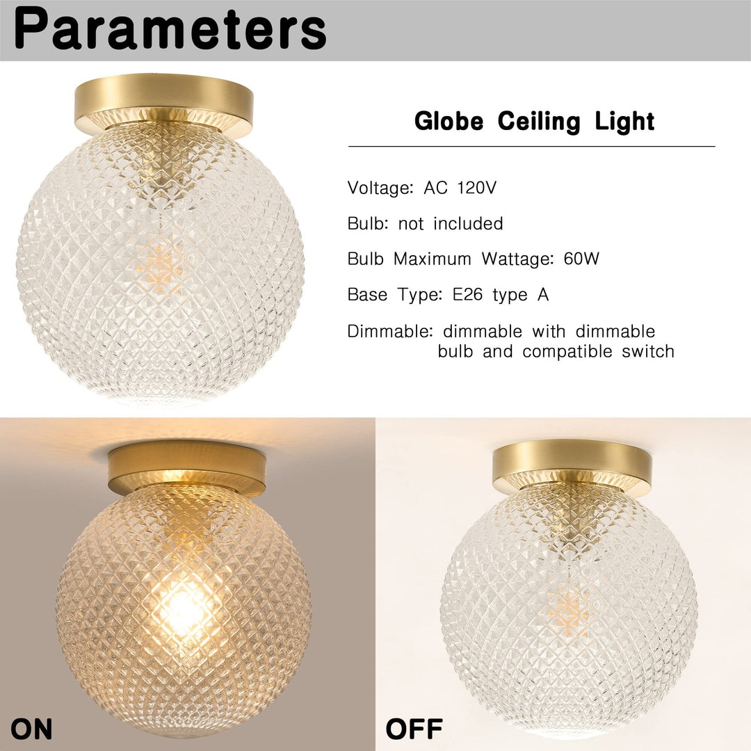 Dimmable Globe Ceiling Light Semi-flush Mount Acrylic Gold Mid-century Modern - Diamond Home USA